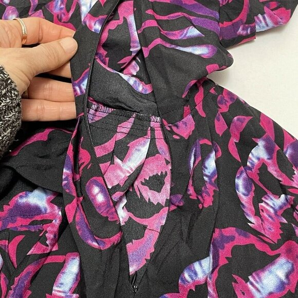 Kardashian Blouse Women Size XS Vneck Peplum Colorful Ruffle Pleat Funky Party - Picture 10 of 12